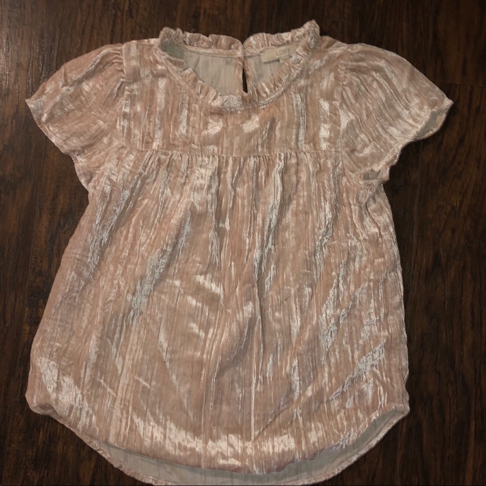 LOFT Blush Cap Sleeve Velvet Mockneck Top Sz M NWT